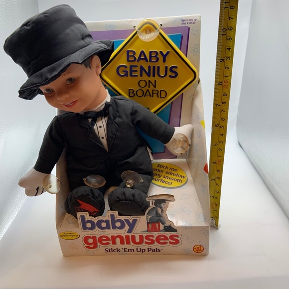 Vintage Baby Genius Stick 'Em Up Pals Baby Genius On Board Doll and Sign in Box - Picture 12 of 13